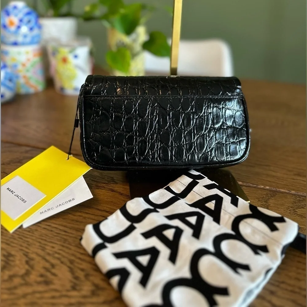 NWT! New Marc Jacobs J Marc Mini Shoulder Bag - Croc-embossed Leather Black 3way